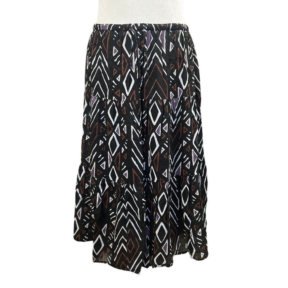 Club Z Collection Tribal Geometric Print Tiered Boho Midi Maxi Skirt Sz 1X